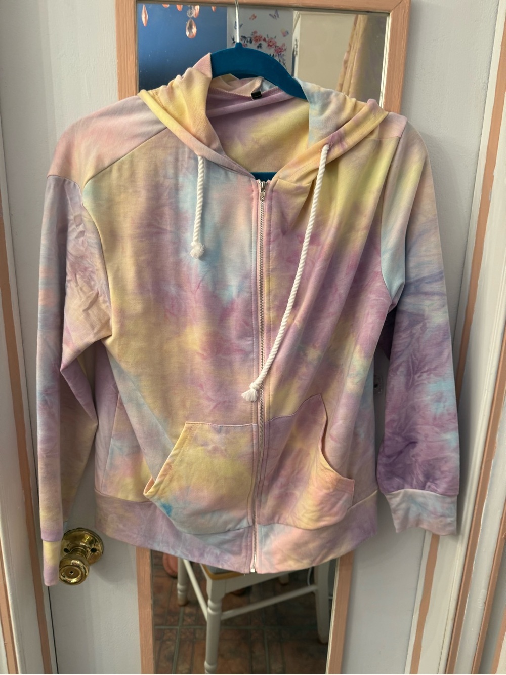 Pastel Tie-Dye Zip Hoodie - Multicolor